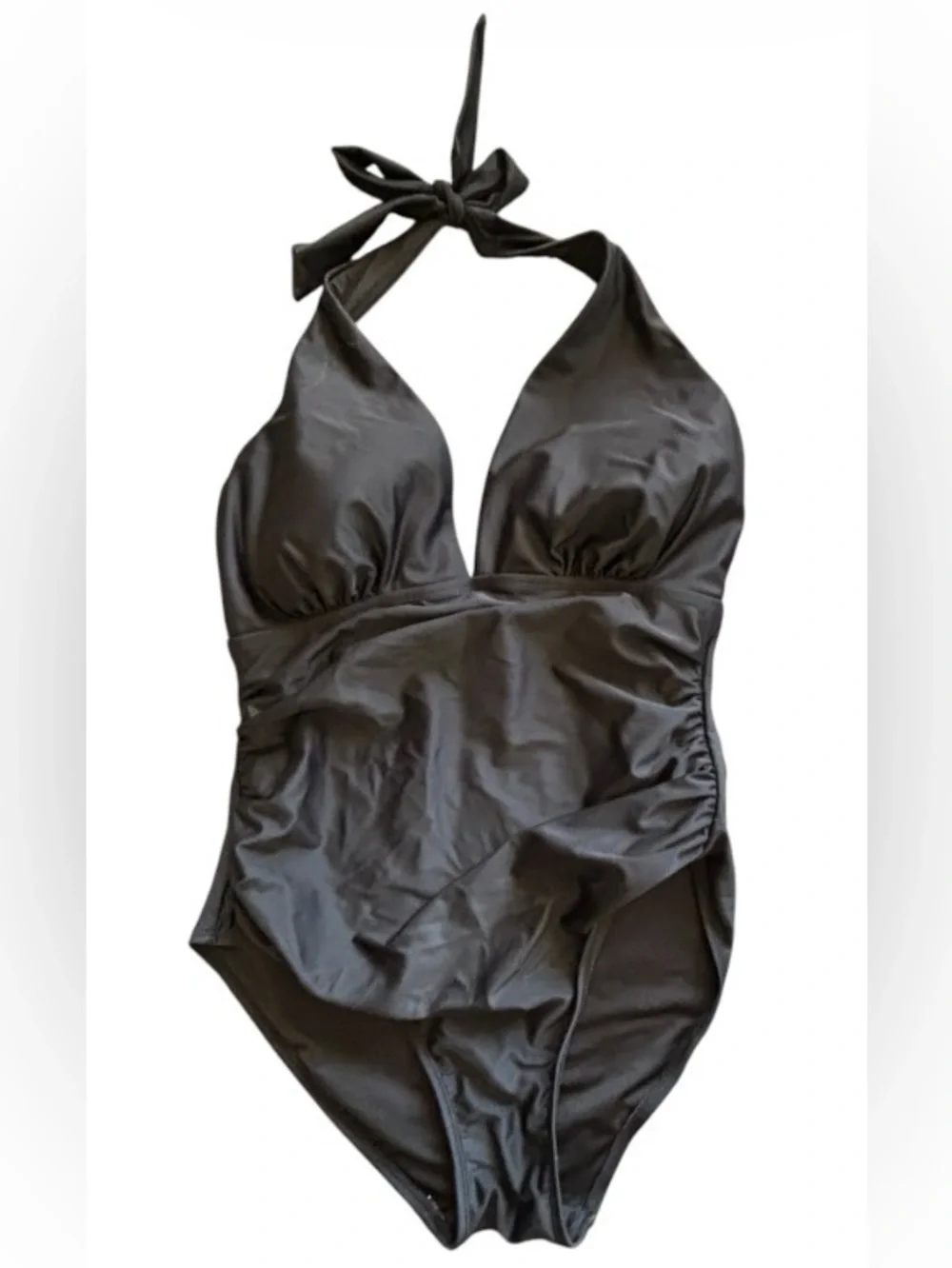 DKNY Black Halter One-Piece Swimsuit XL Extra Large 1X SKU 6 - Picture 1 of 6